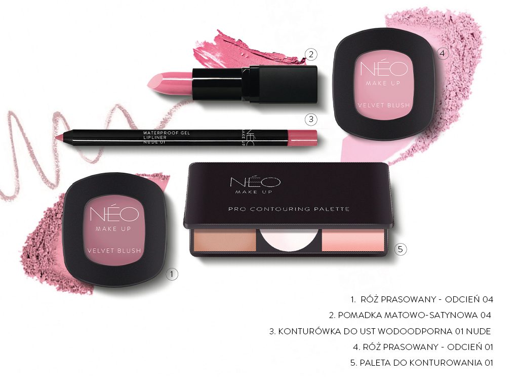 Produkty NEO Make Up potrzebne do wykonania modnego makijażu Rose Glam